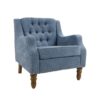 Accent Chair, Living Room Chair, Footrest Chair Set With Vintage Brass Studs, Button Tufted Upholstered Armchair For Living Room, Comfy Reading Chair For Bedroom, Reception Room - Blue - Image 12
