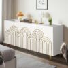 Modern Fluted Sideboard Buffet With Storage, Curve Element, 4 Doors With Adjustable Shelves - White - Image 4