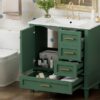 Bathroom Vanity, Modern Bathroom Cabinet With Sink Combo Set, Bathroom Storage Cabinet With A Soft Closing Door And 3 Drawers, Solid Wood Frame - Green - Image 26