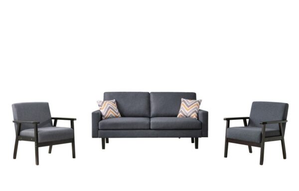 Bahamas - Sofa And 2 Chairs With 2 Throw Pillows - Dark Gray