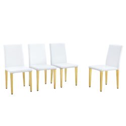 (Set of 4) Backrest Chairs With Gold Metal Legs A Perfect Match, Suitable For Minimalist And Contemporary Home Decor Styles - White / Gold