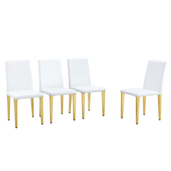 (Set of 4) Backrest Chairs With Gold Metal Legs A Perfect Match, Suitable For Minimalist And Contemporary Home Decor Styles - White / Gold