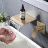 Modern Wall Mount Bathtub Faucet With Waterfall Spout And Single Handle Control - Brushed Gold - Image 2