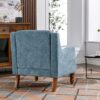 Accent Chair, Living Room Chair, Footrest Chair Set With Vintage Brass Studs, Button Tufted Upholstered Armchair For Living Room, Comfy Reading Chair For Bedroom, Reception Room - Blue - Image 10