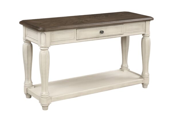 Console Table With Storage - Antique White / Brown