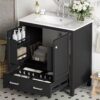 Bathroom Vanity With Single Sink, Combo Cabinet Undermount Sink, Bathroom Storage Cabinet With 2 Doors And A Drawer, Soft Closing, Multifunctional Storage, Solid Wood Frame - Black - Image 29