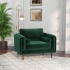 Amber - Velvet Lounge Chair - Brown / Dark Green - Image 9