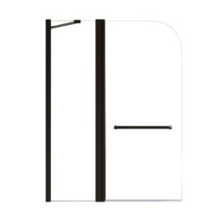 Aluminum Alloy Shower Doors With Rotation Shaft And 6Mm Tempered Glass - Matte Black