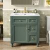 Bathroom Vanity With Top Sink, Modern Bathroom Storage Cabinet & 2 Drawers And A Tip-Out Drawer, Single Sink Bathroom Vanity - Green - Image 2