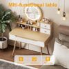Elegant Makeup Vanity Desk With Adjustable Lighted Mirror Table Feet - American White Oak - Image 9