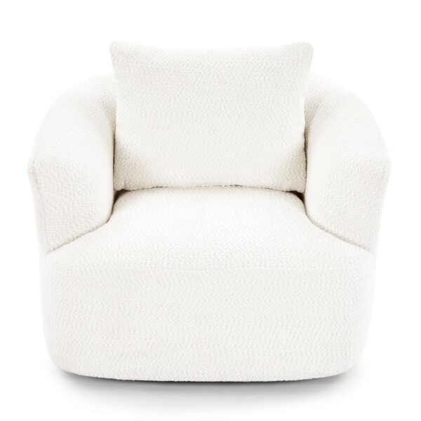 360° Swivel Barrel Sofa Chair With Throw Pillow, Chenille Upholstered Accent Chair - Beige