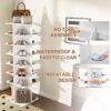7 Tier Square Rotating Shoe Rack Tower With 360° Spinning Organizer - White - Image 7