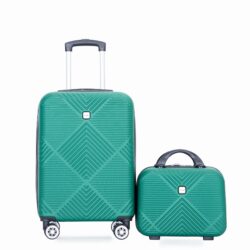 2 Piece Luggage Sets Lightweight Suitcase, Spinner Wheels, (20/14) - Dark Green