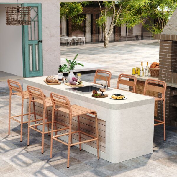 Carmella - Outdoor Barstool (Set of 6) - Orange