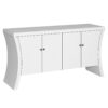 Refined Industrial 4 Door Credenza With Wooden Arc Legs & Bronze Clasps, Advanced Storage Design - White - Image 8