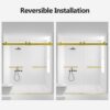 Frameless Double Sliding Soft Close Shower Door - Brushed Gold - Image 9