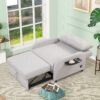 3 In 1 Pull Out Sofa Sleeper With Wing Table And USB Charge - Gray - Image 9