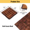 Acacia Wood Interlocking Deck Tiles Checker Pattern, 10 Piece Square Acacia Hardwood Outdoor Flooring For Patio, Bancony, Pool Side - Brown - Image 3