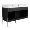 Freestanding Bathroom Vanity With Resin Sink And Storage Cabinet - Dark Oak - Image 12