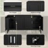 4 Door Sideboard Storage Cabinet With Door Shelf For Living Room And Dining Room, 2 Large Cabinets With Adjustable Shelf - Black - Image 5