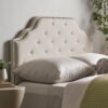 Charismatic - Queen & Full Size Headboard With Button Tufting And Nailhead Trim - Ivory - Image 2