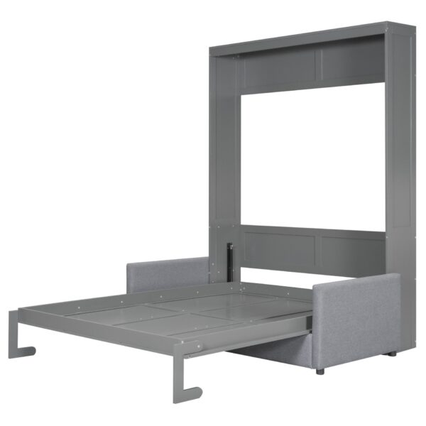 Queen Size Murphy Wall Bed With Cushion - Gray