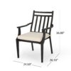 3 Piece Metal Bistro Set With 2 Curved Armrest Chairs - Black - Image 10