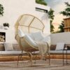 Palos - Outdoor Wicker Glider Chair - Light Brown - Image 2