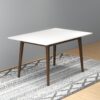 Levi - Modern Style Rectangular Dining Kitchen Table - Dark Brown / White - Image 6