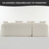 Compression Sofa: Combining Chaise Longue With 3 Seater, Wood Grain Chenille Fabric, Full Sponge Compression Sofa, Combined Sofa With 4 Pillows For Living / Home Furniture / Apartment - White - Image 23
