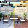 Acacia Wood Interlocking Deck Tiles Checker Pattern, 10 Piece Square Acacia Hardwood Outdoor Flooring For Patio, Bancony, Pool Side - Brown - Image 10