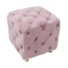 Modern Velvet Upholstered Ottoman, Exquisite Small End Table, Soft Foot Stool, Dressing Makeup Chair, Comfortable Seat For Living Room, Bedroom, Entrance - Pink - Image 12