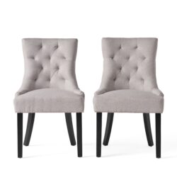 Quenching - Dining Chair With Sloped Arms And Diamond Tufting (Set of 2) - Light Gray