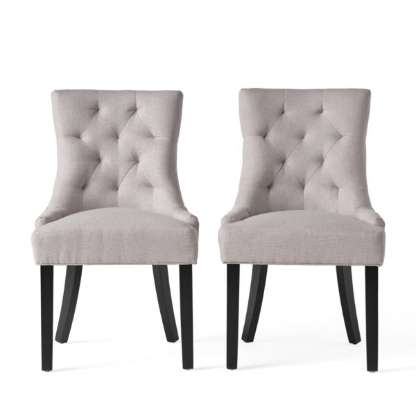Quenching - Dining Chair With Sloped Arms And Diamond Tufting (Set of 2) - Light Gray