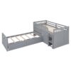Twin Loft And Platform Bed With 7 Drawers And Full Guardrails, Modern L Shaped Space Saving - Gray - Image 15