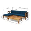 Radiat 5 Piece Outdoor L Shaped Sof Set With Coffee Table And Water Resistant Cushions - Teak - Image 3