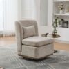 Modern Cushioned Armless Metal Base 360 Degree Swivel Chair With Pillow, Suitable For Living Room, Family Room, Bedroom, Lounge Area, Office - Beige - Image 5