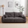 Lamb's Wool 2 Seater Cushion Sofa Comfortable Sofa For Living Room Bedroom And Other Casual Spaces Lamb's Wool Sofa With 2 Cushions And 2 Ball Pillows (Set of 2) - Gray - Image 4