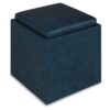 Rockwood - Cube Storage Ottoman With Tray - Distressed Dark Blue - Image 4