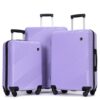 3 Piece Luggage Sets Lightweight Suitcase With Two Hooks, Spinner Wheels, (20/24/28) - Light Purple - Image 17