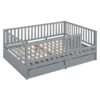 Full Size Daybed With Fence Guardrails And 2 Drawers - Gray - Image 15
