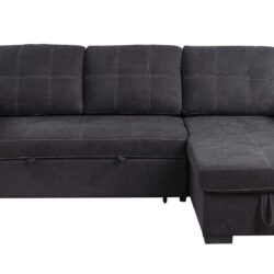 Toby - Reversible Sleeper Sectional Sofa With Storage Chaise Cup Holder Charging Ports And Pockets - Black