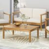 Outdoor Seating Set With Coffee Table And Loveseat - Teak - Image 2