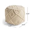 Merloh - Square Pouf Ottoman Floor Cushion - Ivory - Image 3