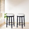 360° Swivel Wooden Barstools, 26" Counter Height (Set of 2) With Fabric Upholstered Seat - Black - Image 7