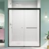 Semi-Frameless Double Sliding Shower Door, Bypass Shower Door, 1 / 4" (6Mm) Thick SGCC Tempered Glass Door - Black - Image 2
