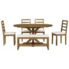 Topmax - 6 Piece Farmhouse Extendable Pedestal Dining Table Set With Removable Leaf, Bench And 4 Ladder Back Dining Chairs - Dark Brown - Image 8