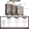 3 Piece Luggage Sets Lightweight Suitcase With Two Hooks, Spinner Wheels, (20/24/28) - Gold - Image 3