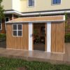 Heavy Duty Metal Storage Shed With Windows And Lockable Door Weatherproof Outdoor Garden Shed - Brown - Image 2