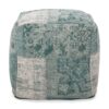 Ocean - Square Pouf Ottoman And Floor Cushion - Teal / Beige - Image 2